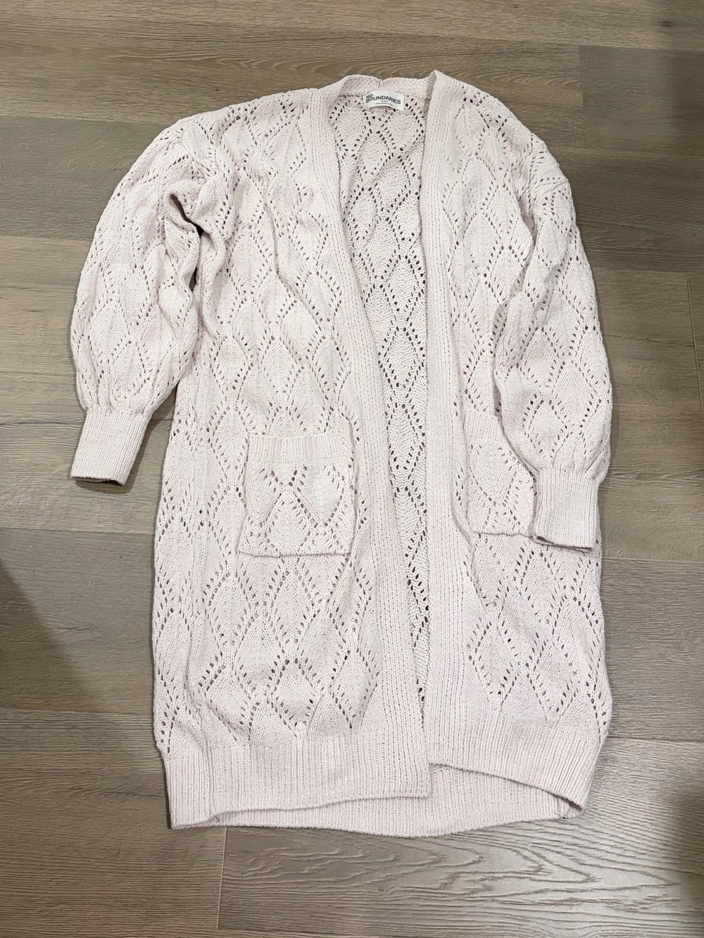 No Boundaries Light Pink Openwork Long Cardigan